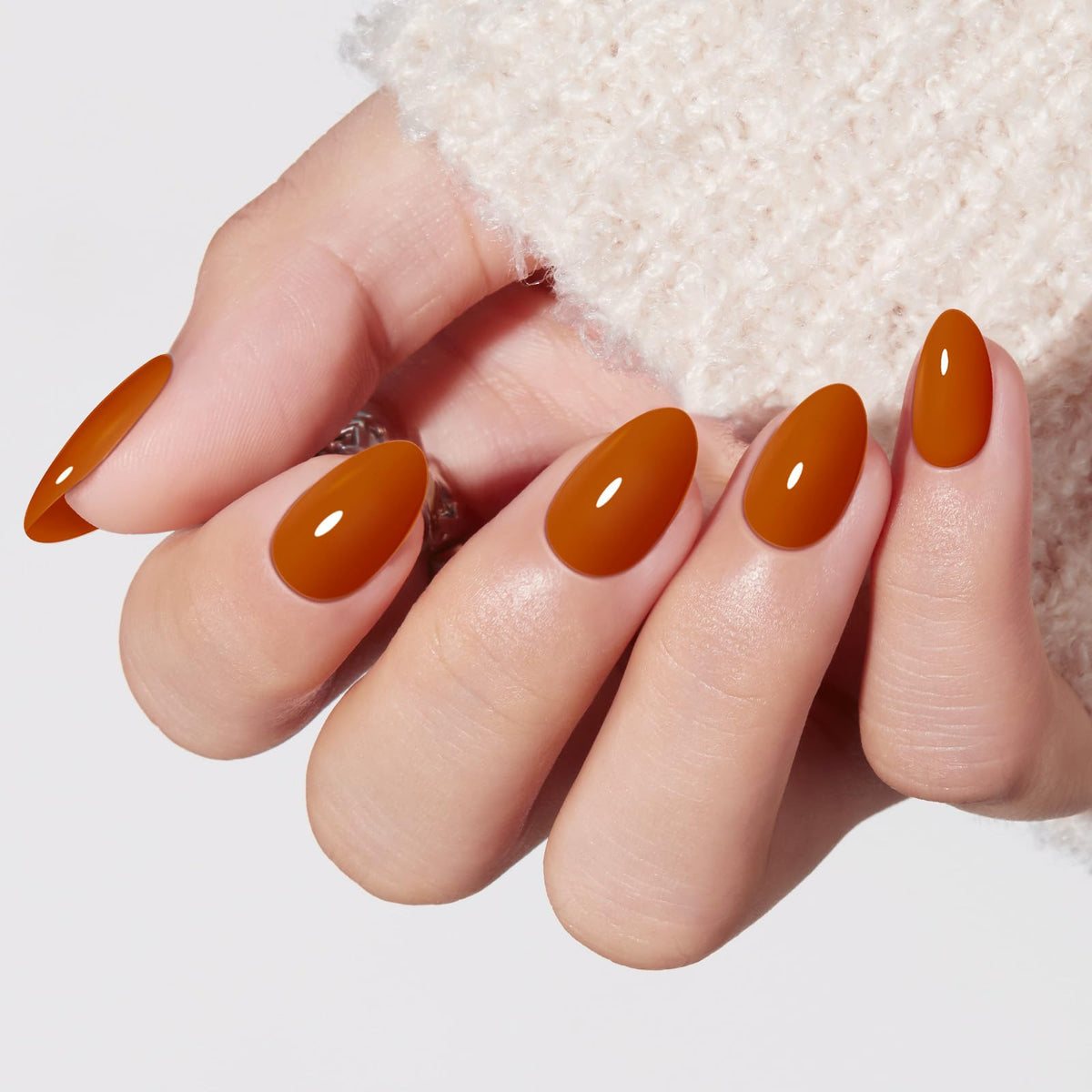 modelones Milky White Press On Nails Short Almond 32Pcs 16 Sizes Reusable