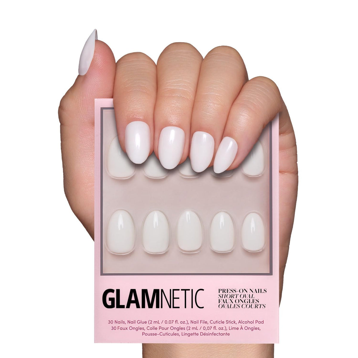 Glamnetic Press On Nails - Medium Square, Glossy Fake Nails 30 Pc Full Kit