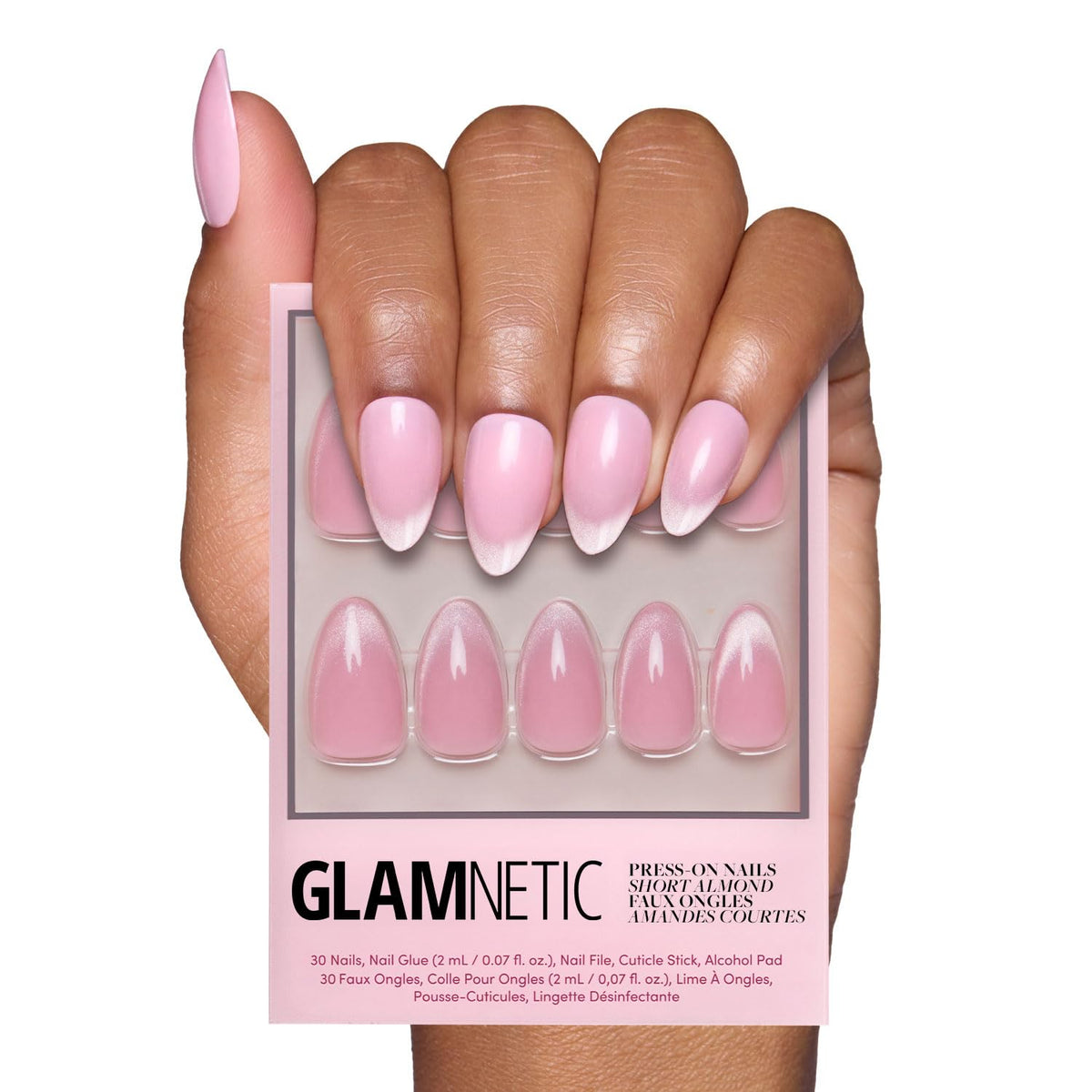 Glamnetic Press On Nails - Short Almond, Glazed Fake Nails 30 Pc Full Kit