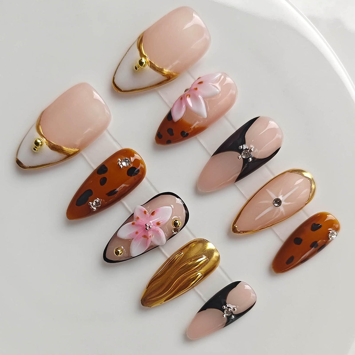 Handmade Press on Nails M Size 10 Pcs
