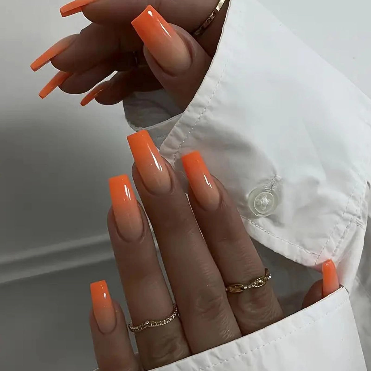 MISUD Press on Nails - Extra Long Square Glue on Nails with French Tip, Acrylic Dollar Money Rhinestone Design 24 pcs