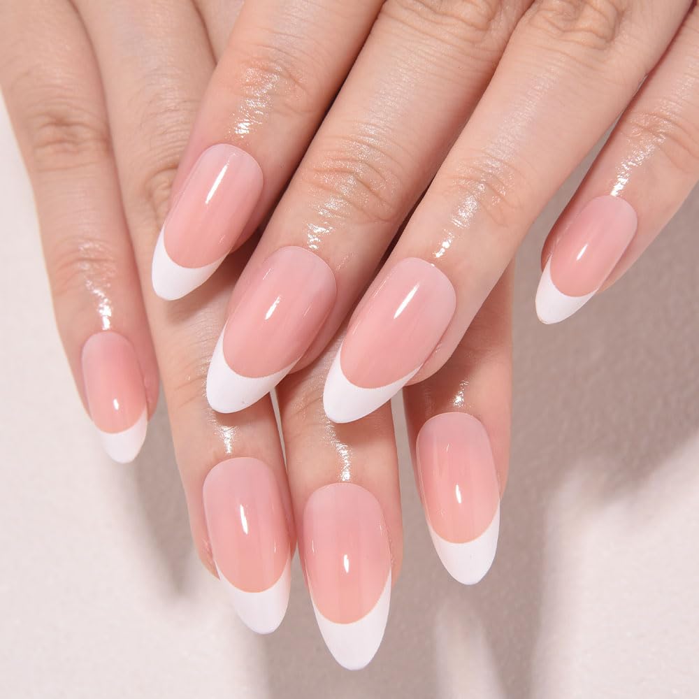 White French Tips Press on Nails, Irregular Gold 3D Lines with Flower & Pearl Design, Reusable Salon Quality Acrylic False Nails for Women, Glue On Nails with Adhesive Tabs for Daily Wear