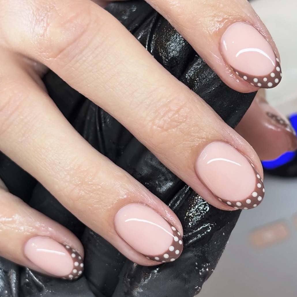 Foccna Press on Nails Almond Fake Nails with Gold Line Design Glue on Nails Acrylic Nails Glossy Full Cover Stick on Nails for Women 24Pcs