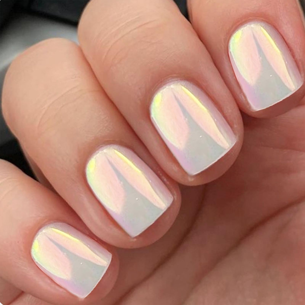 Medium Square Press On Gold Foil False Nails - French Tip, White Tip, Glitter Acrylic - 24 Pcs
