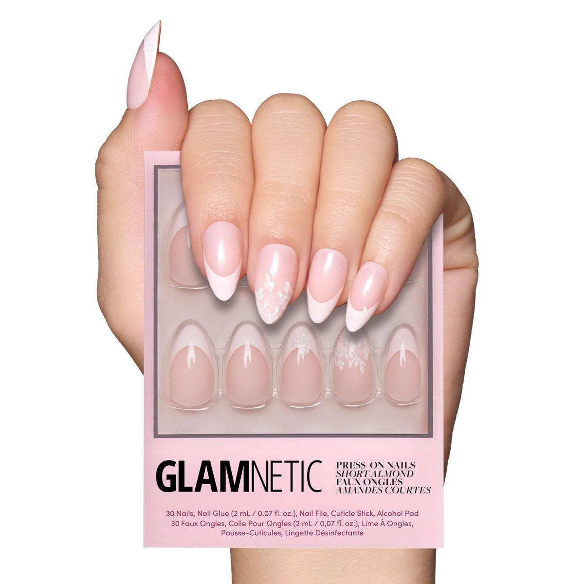 Glamnetic Press On Nails - Short Almond, Glazed Fake Nails 30 Pc Full Kit
