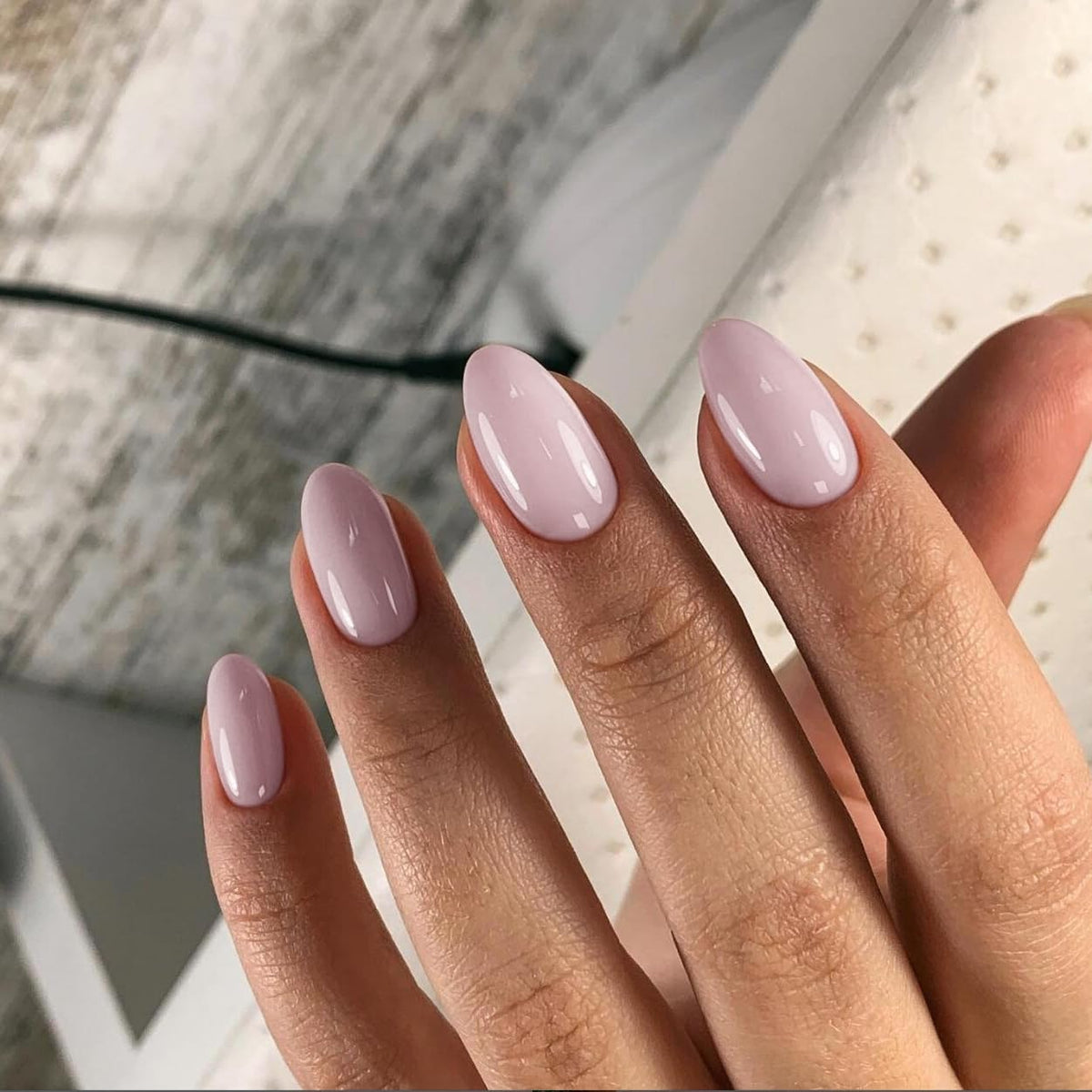 KQueenest Pastel Light Pink Press on Nails Short Oval, Glossy Soft Gel Fake Nails Press on, Round Fake Nails with UV Cover, Thick Acrylic Glue on Nails for Wome Wedding & Everyday 30 Pcs