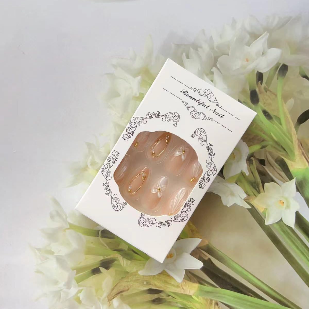 Almond Shape Plastic False Nails, 24pcs Set, Glossy Finish, Classic Elegant French Tip, Reusable with Jelly Sticker, Perfect for Parties & Gifts