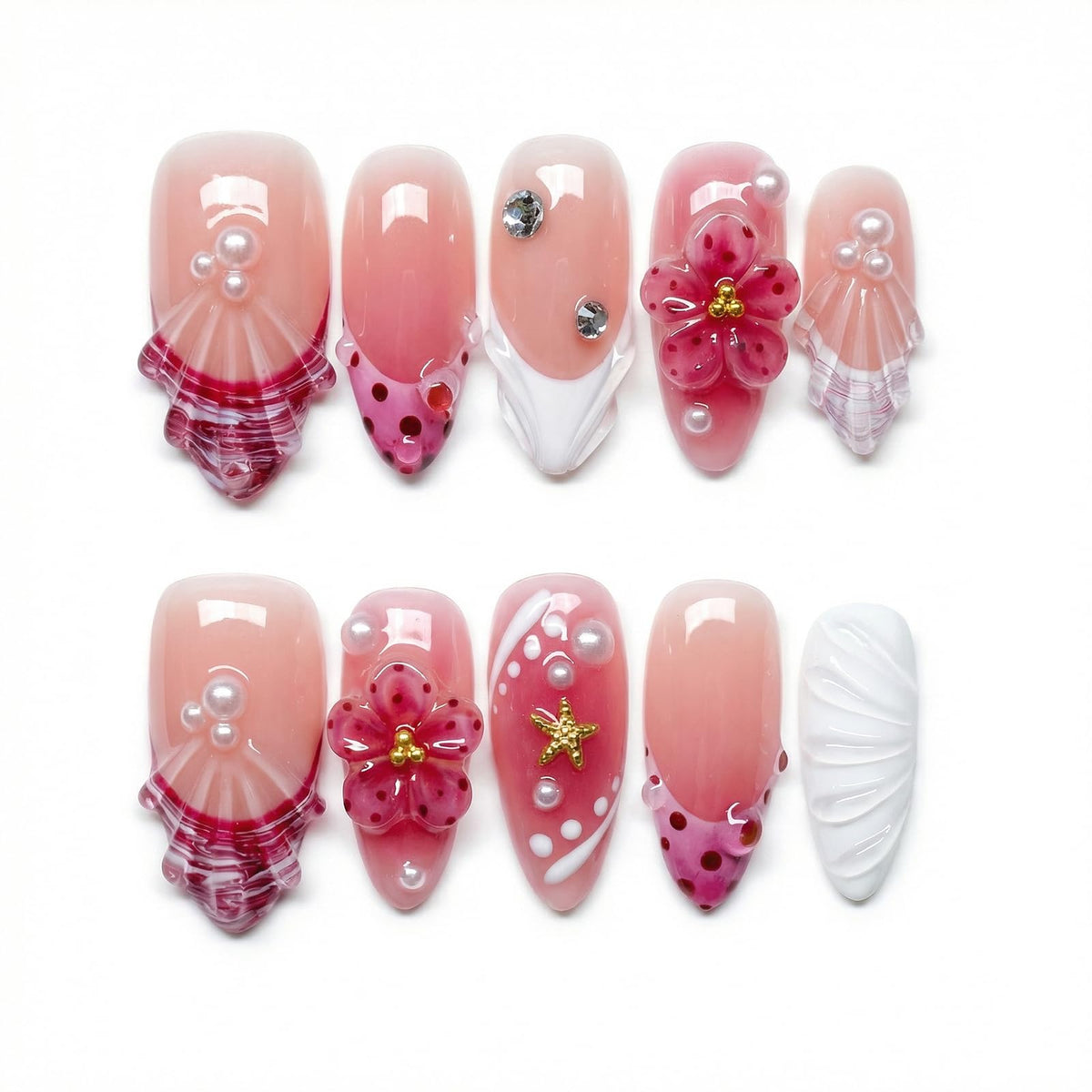 Luxury Handmade Press on Nails Medium Almond (Size M)