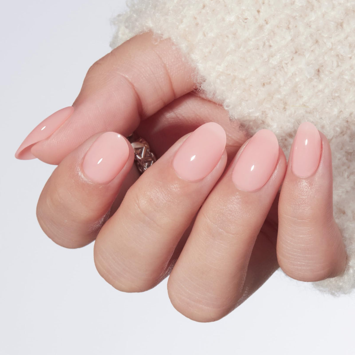 modelones French Tip Press On Nails, Short Oval Fake Nails Nails Press Ons