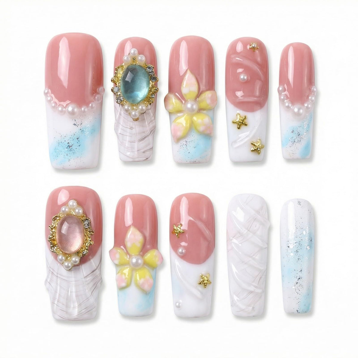 xl Square Handmade Press on Nails Long Luxury Acrylic Fake Nails