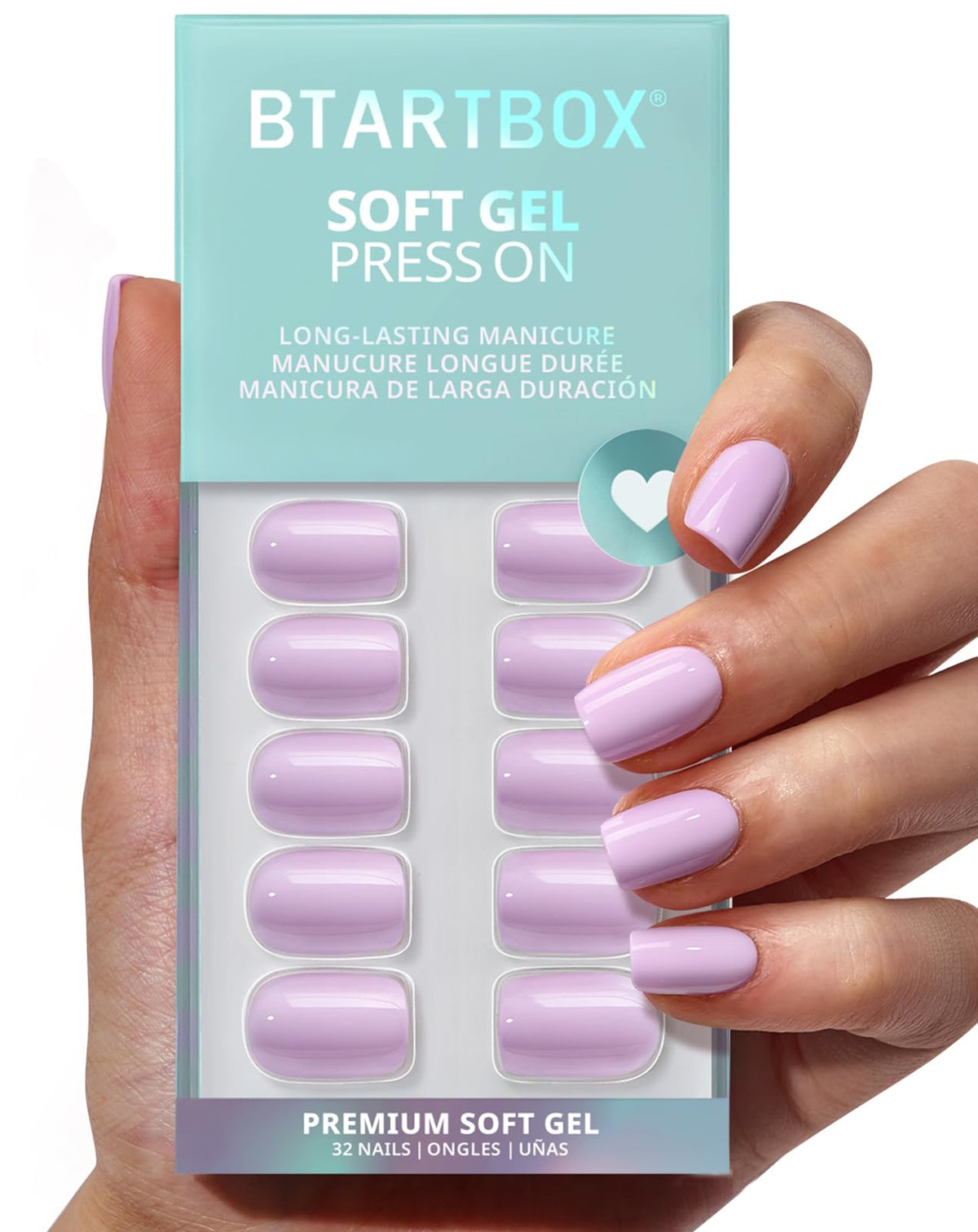 BTArtbox Press On Nails, Extra Short Almond Baby Pink Nails, 32Pcs Full Kit
