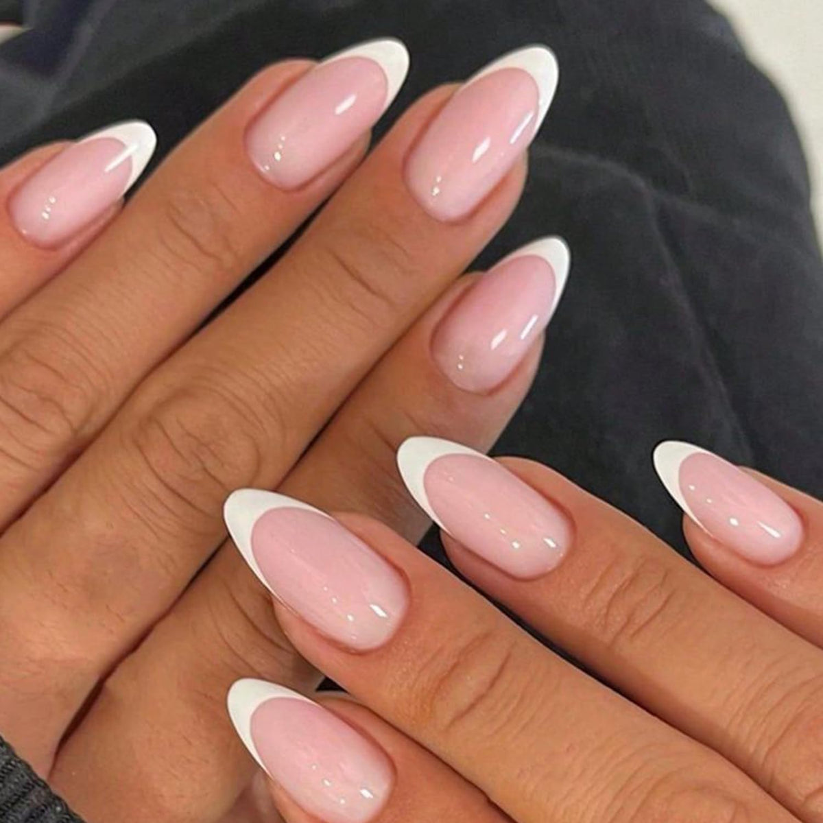Modelones Extra Short Press on Nails, French Tips Squoval Fake Nails