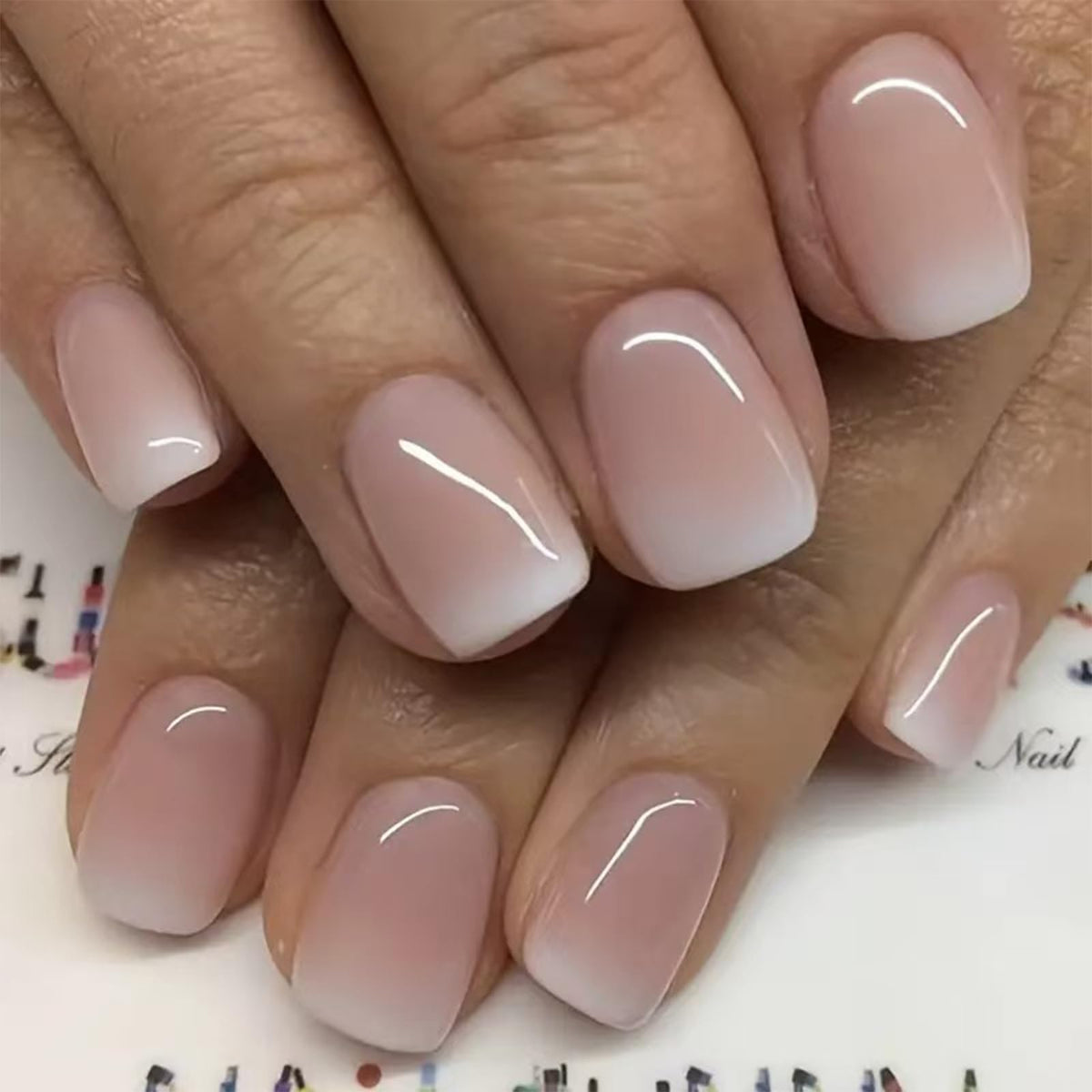 Cat Eye Press On Nails Short Square 3D Floral Pearl Wedding Nails 24PCS