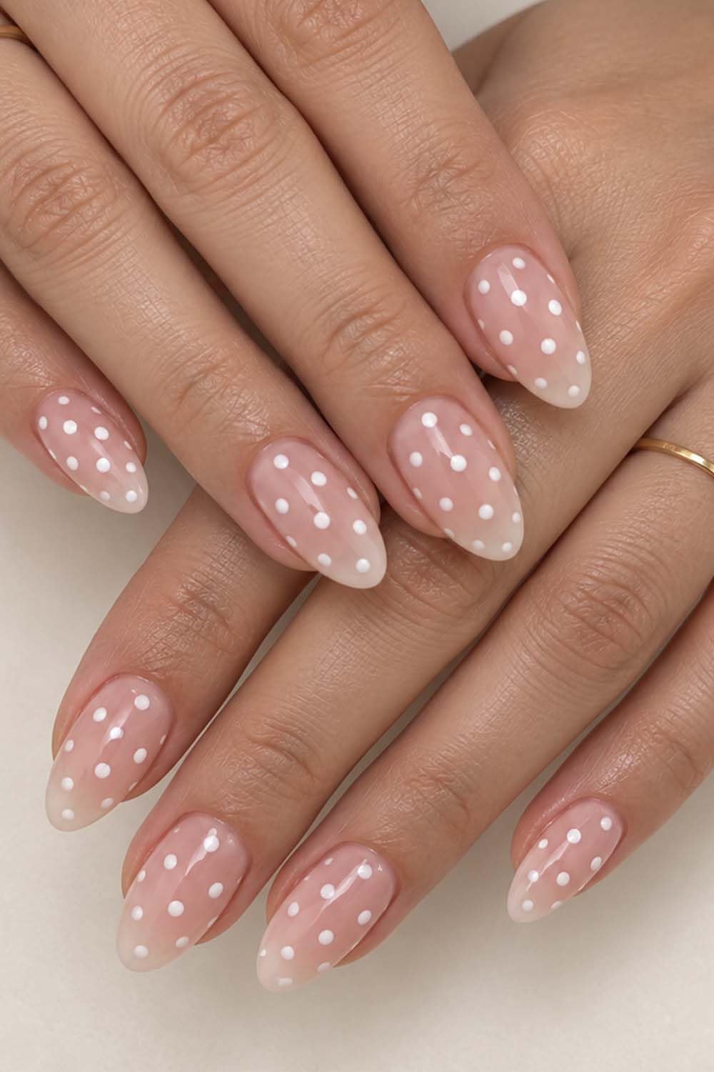 AzureBeauty Short Almond French Tip Press On Nails, Glazed Donut, 32 Pcs