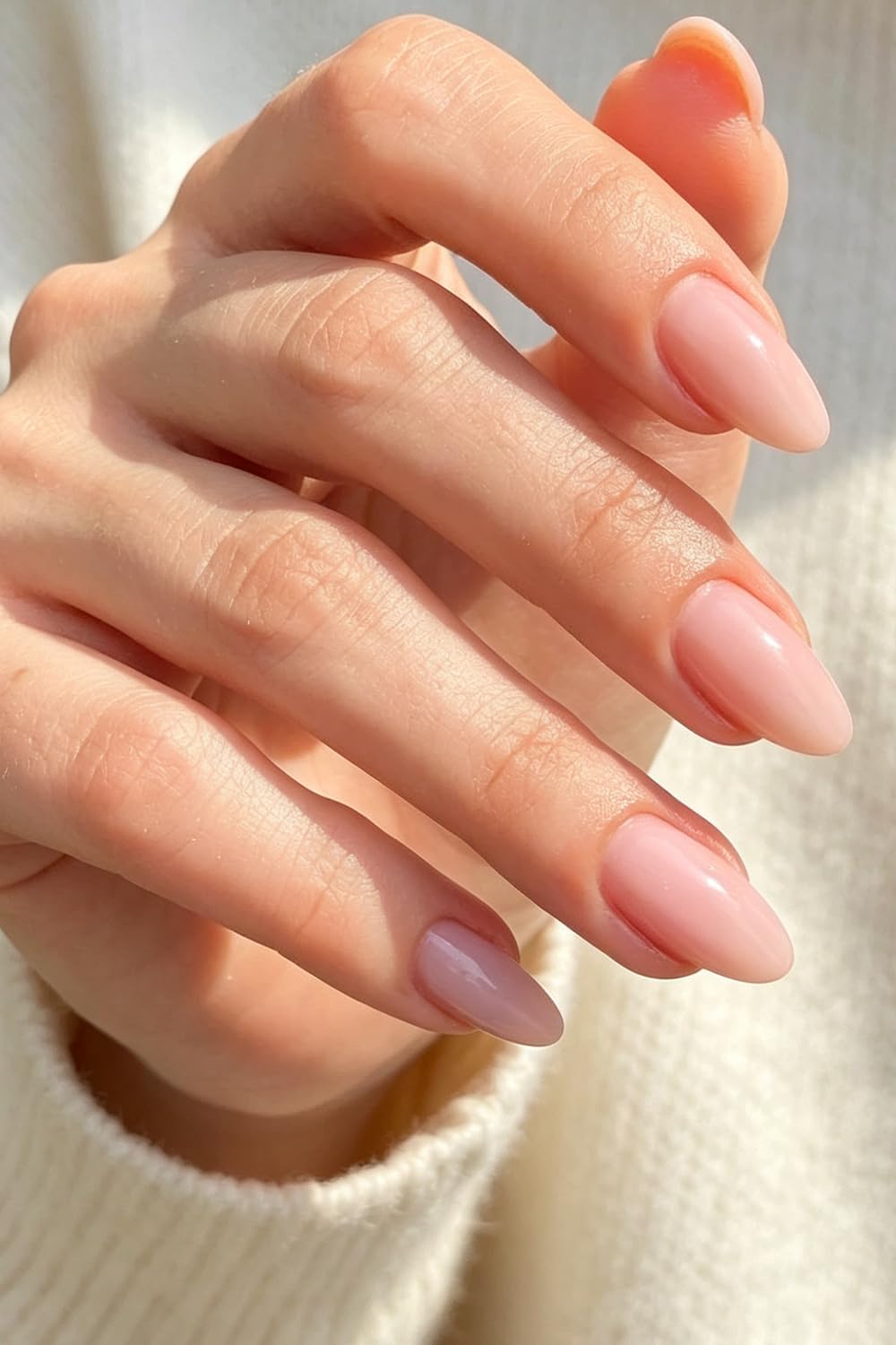 AzureBeauty Short Almond French Tip Press On Nails, Glazed Donut, 32 Pcs