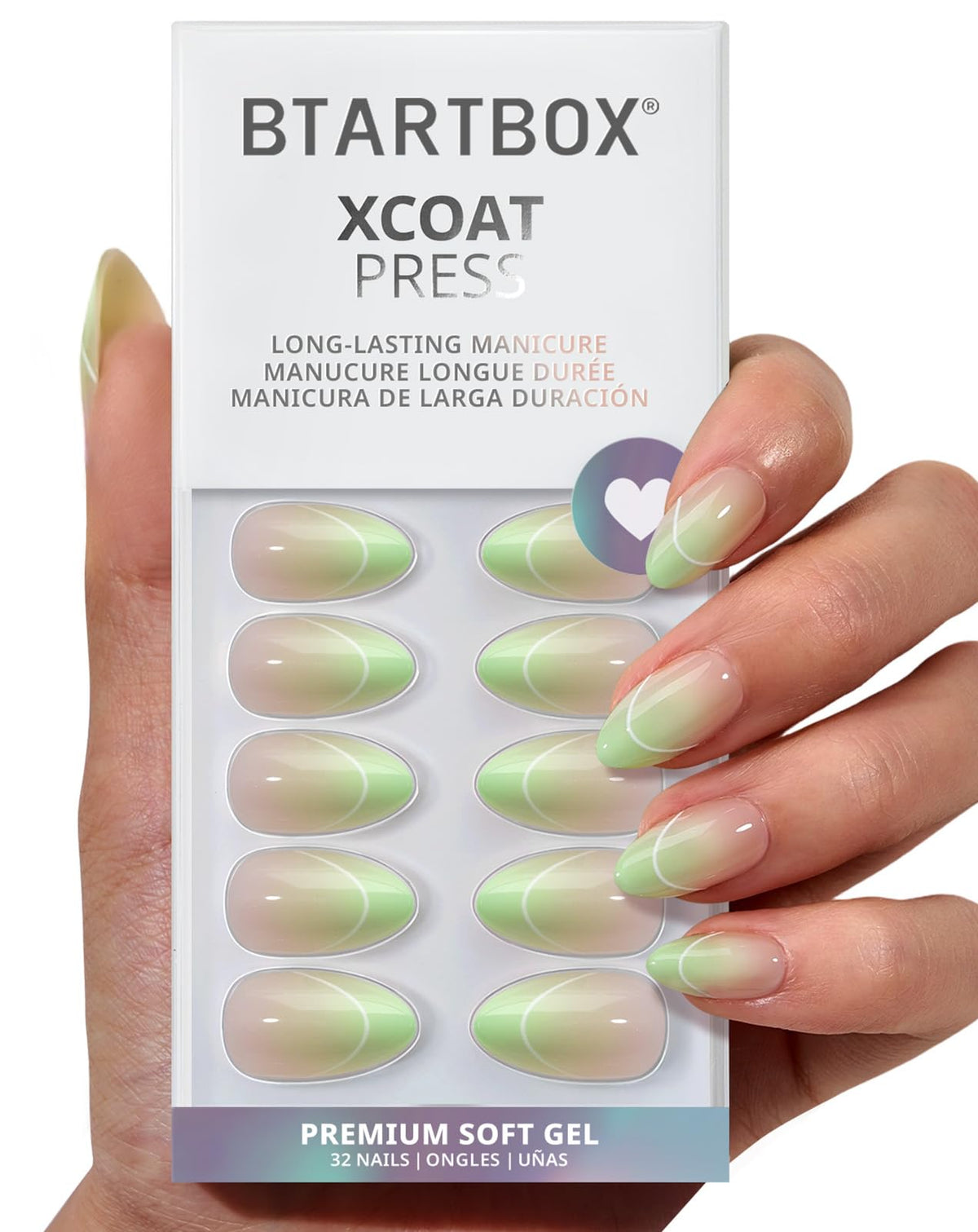 BTArtbox Press On Nails, Extra Short Almond Baby Pink Nails, 32Pcs Full Kit