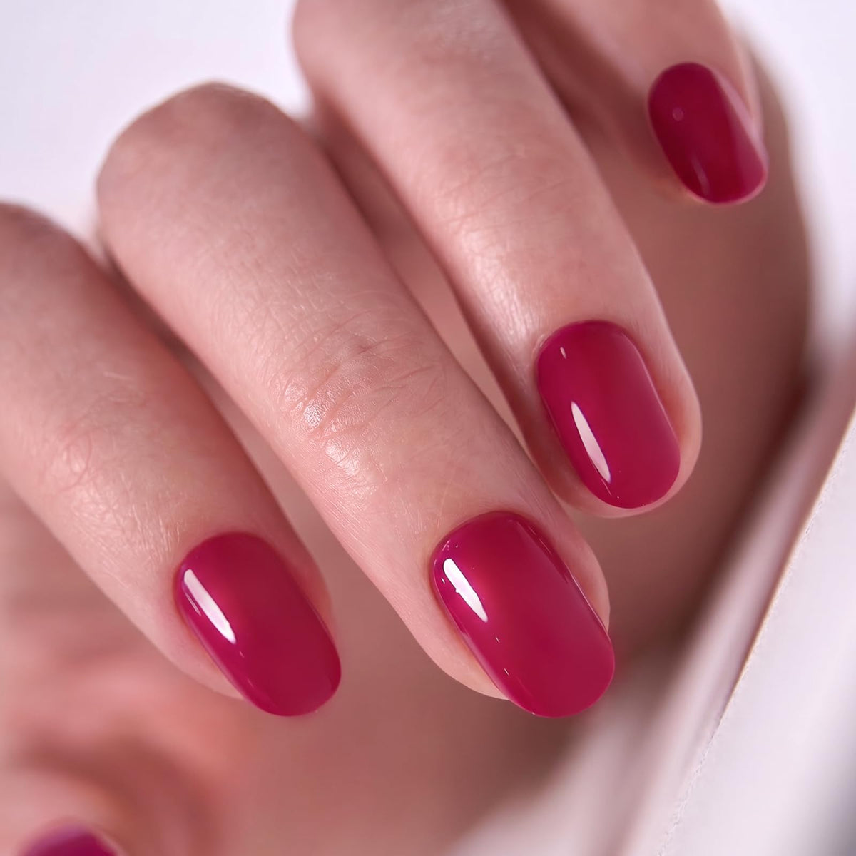 CurvLife Short Oval Chrome Nude Press On Nails, Champagne Pearl, Soft Gel