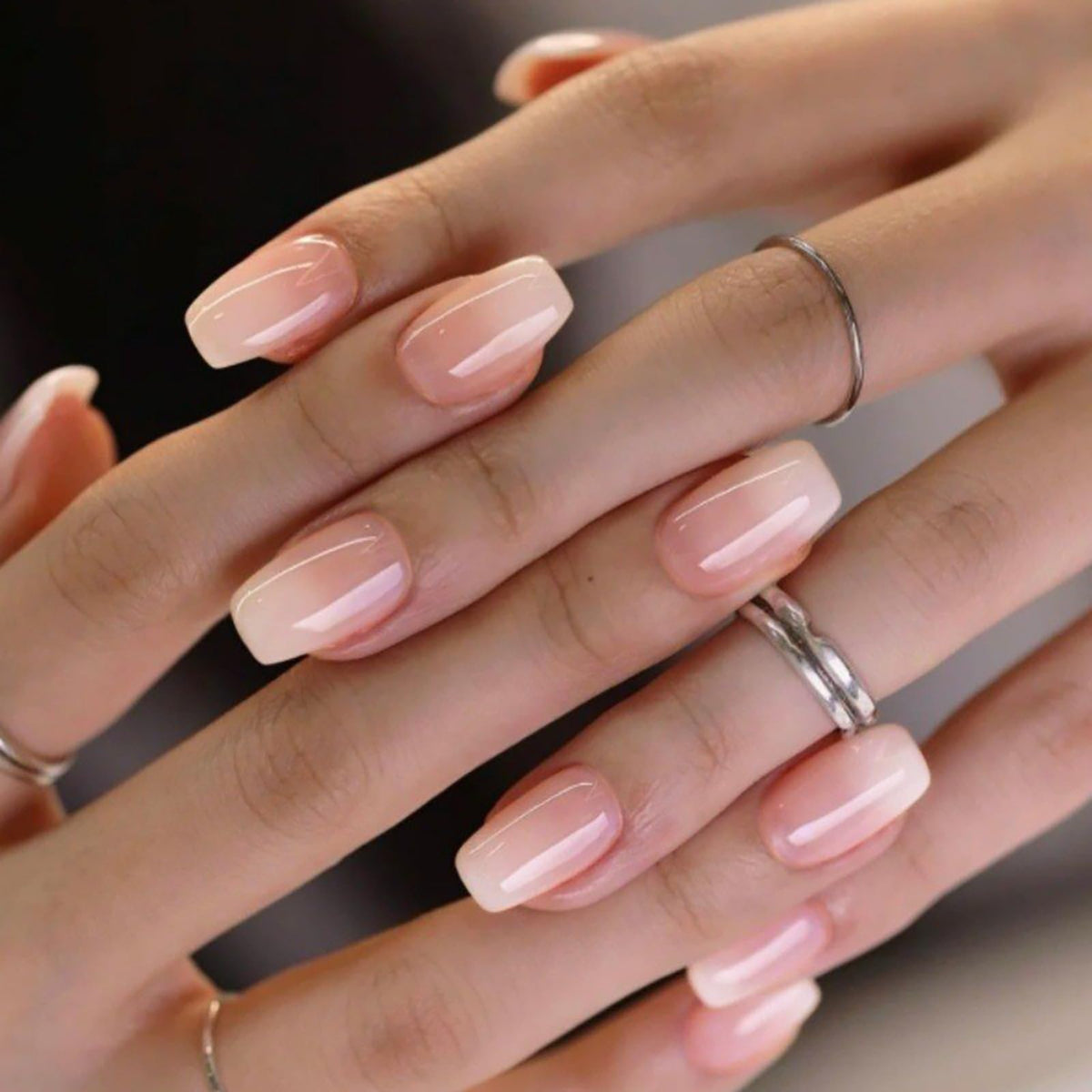 24Pcs Long Square Nude Pink White Nails Press ons Pearl Gold Flower Fake Nails Elegant False Nails Bridal Nails Glue on Luxurious Stick on Nails Casual Work for Girl Women Wedding Formal Occasions