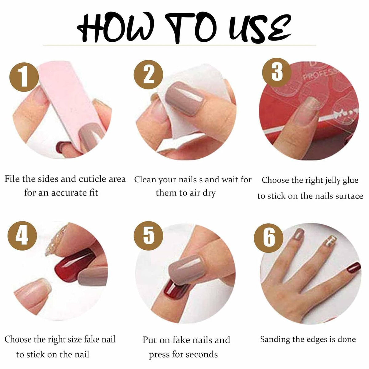 Long Press on Nails Square French Fake Nails Full Cover Nude Acrylic False Nails for Women and Girls 24PCS (Gold Shiny)