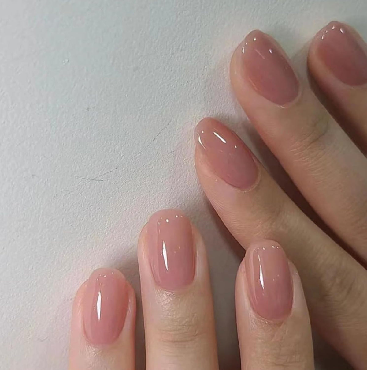CurvLife Extra Short Oval Press On Nails, Nude Peach Pink, Soft Gel