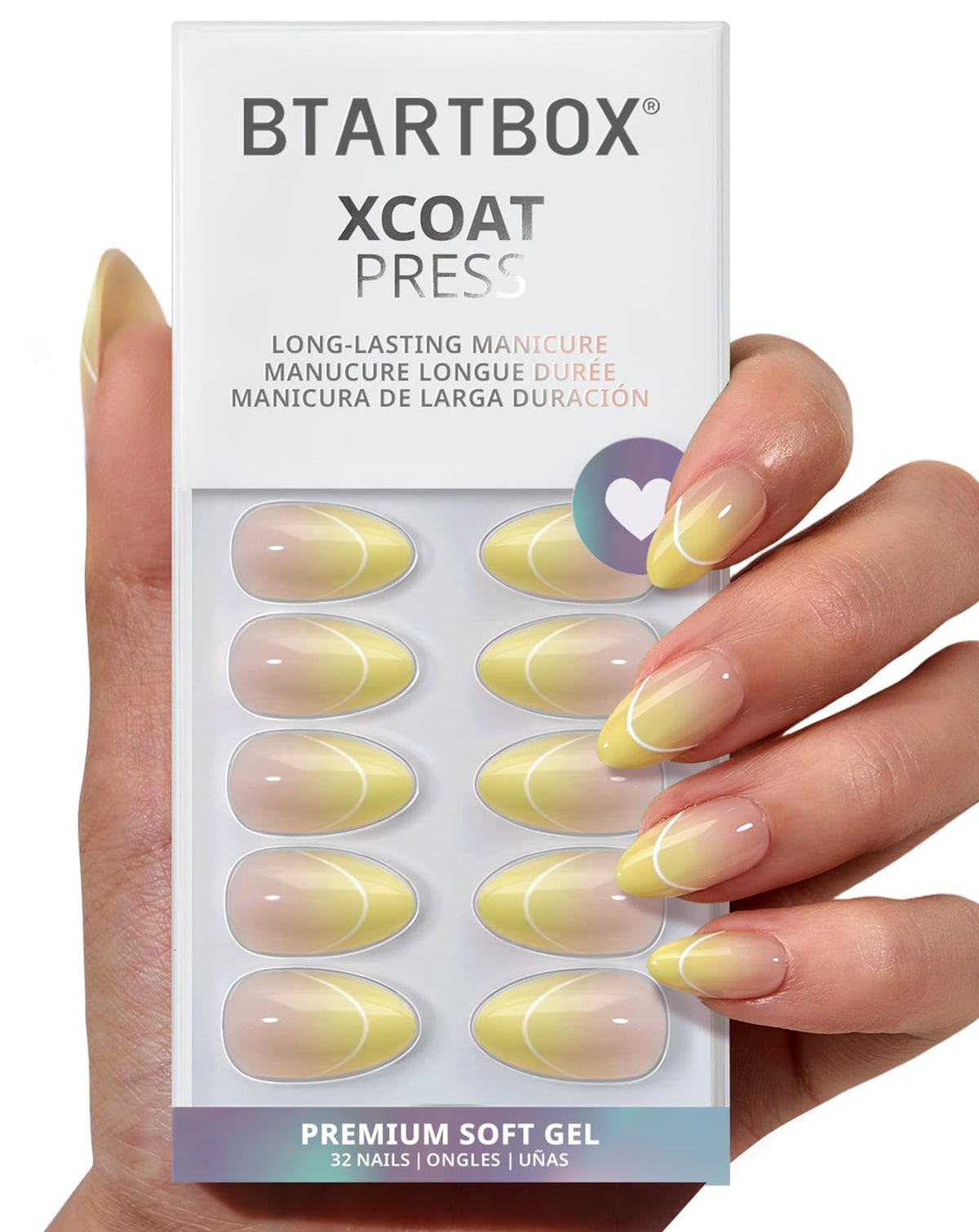 BTArtbox Press On Nails, Extra Short Almond Baby Pink Nails, 32Pcs Full Kit