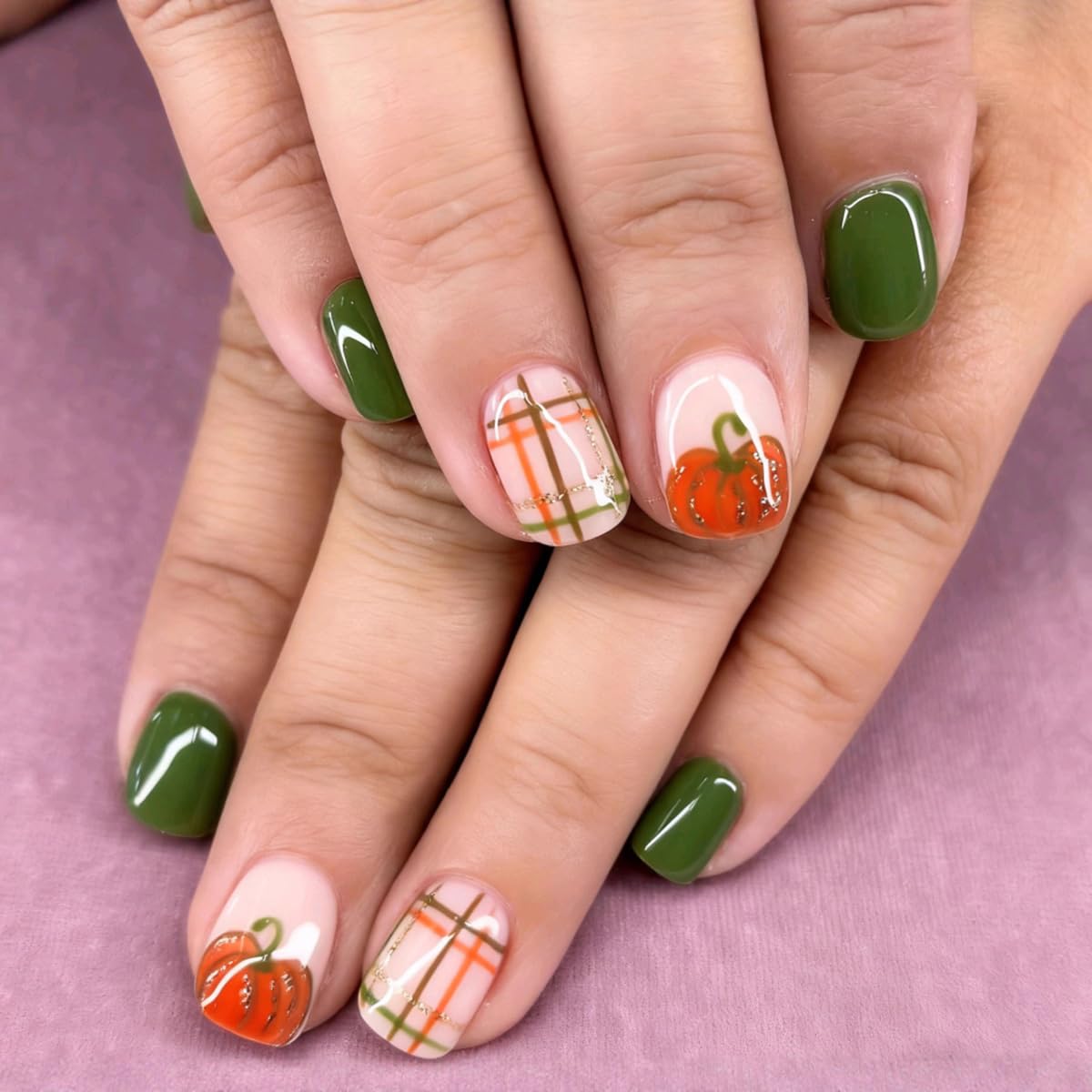 Milky White Press on Nails Medium Square, Pearls Deco Design, 24Pcs