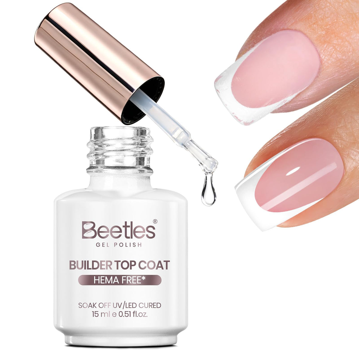 Beetles French Tips Press On Nails - Short Square 150 Pcs