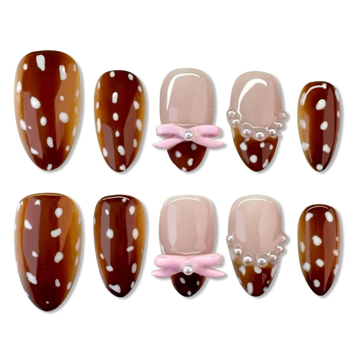 HOSAILY Medium Almond White French Tip Press on Nails 3D White Embossed Floral Designs Fake Nails Pearl Gold Glue on Nails Rhinestones Stick on Nails, 24PCS Bridal Luxury Nails for Women Daily Wedding