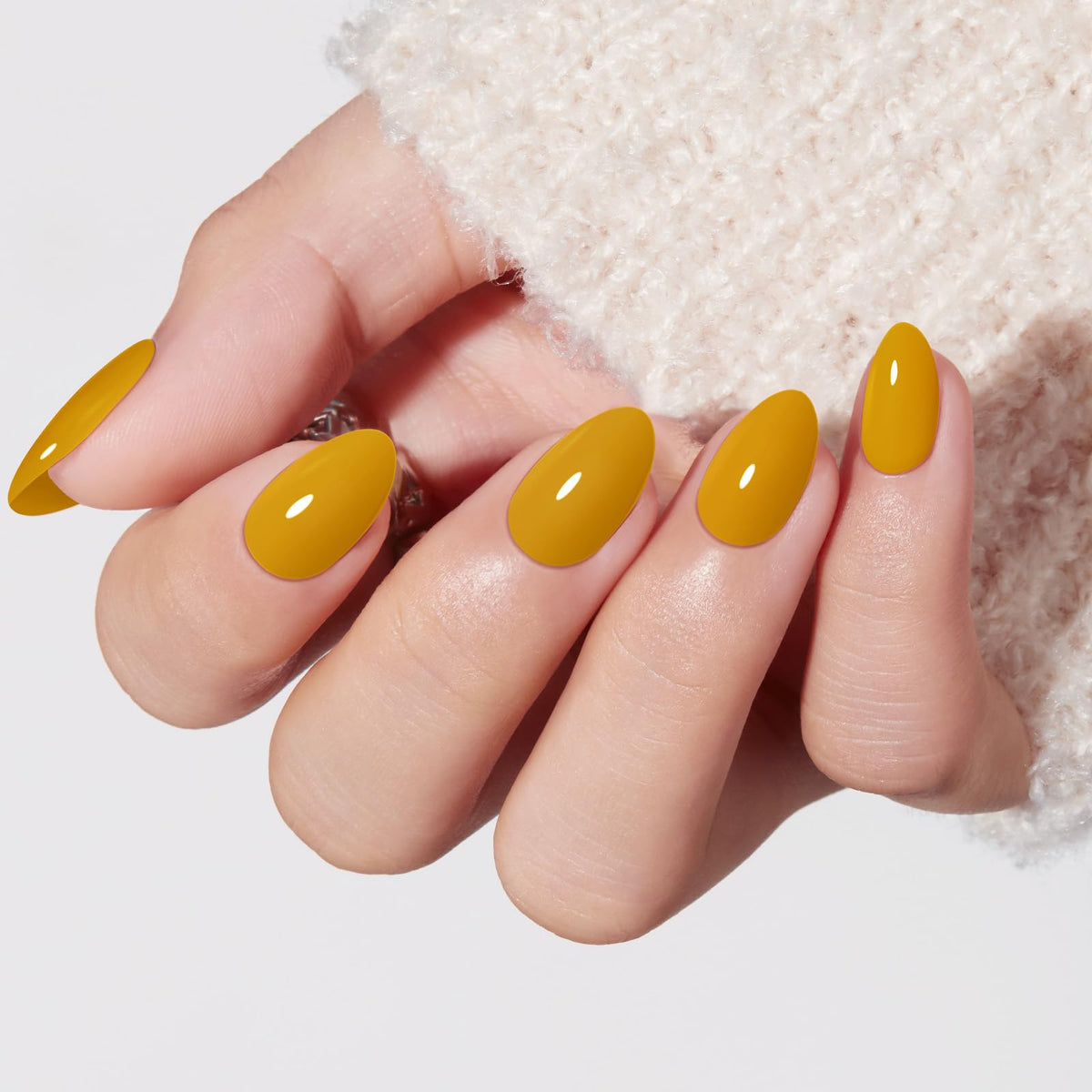 modelones Milky White Press On Nails Short Almond 32Pcs 16 Sizes Reusable