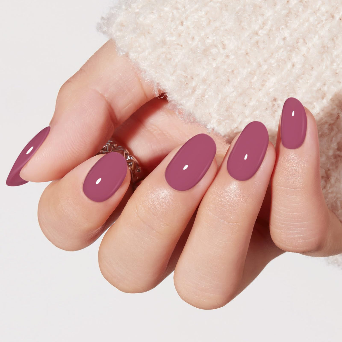 modelones French Tip Press On Nails, Short Oval Fake Nails Nails Press Ons