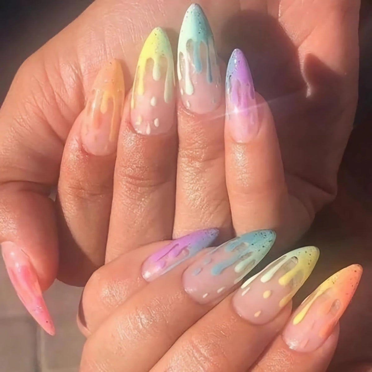 BABALAL Press On Nails, Extra Long Stiletto Fake Nails, Nude Pink, Crystal Rhinestone & Diamond Accents, Glossy Luxury Wedding Party Glue On Nails for Women and Girls 24Pcs