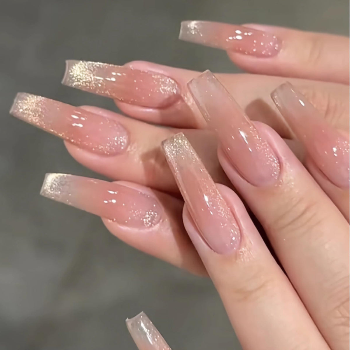 BABALAL Press on Nails, Extra Long Square Fake Nails, Gold Chrome French Tip, Luxury Rhinestone & Star Charm Design, Bling Shiny Reusable Glue on Nails 24Pcs