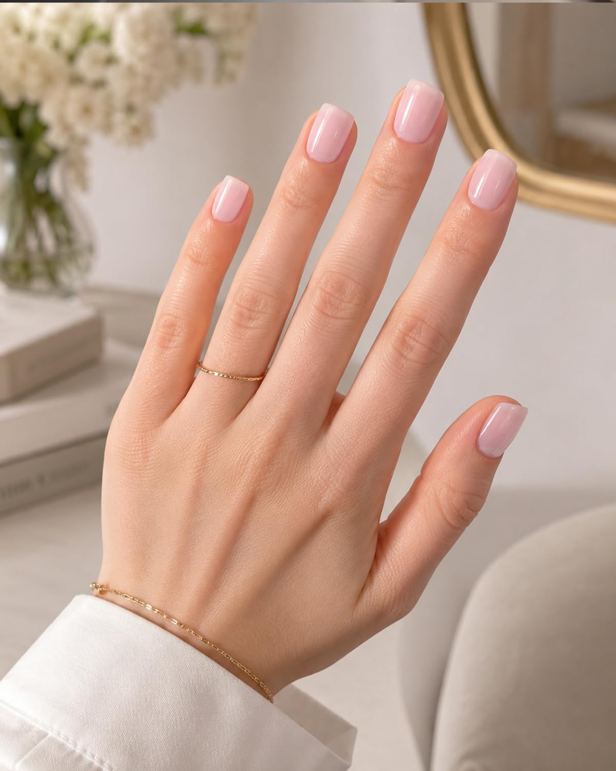 French Tip Press On Nails-Medium Pointed Almond Shape Nails