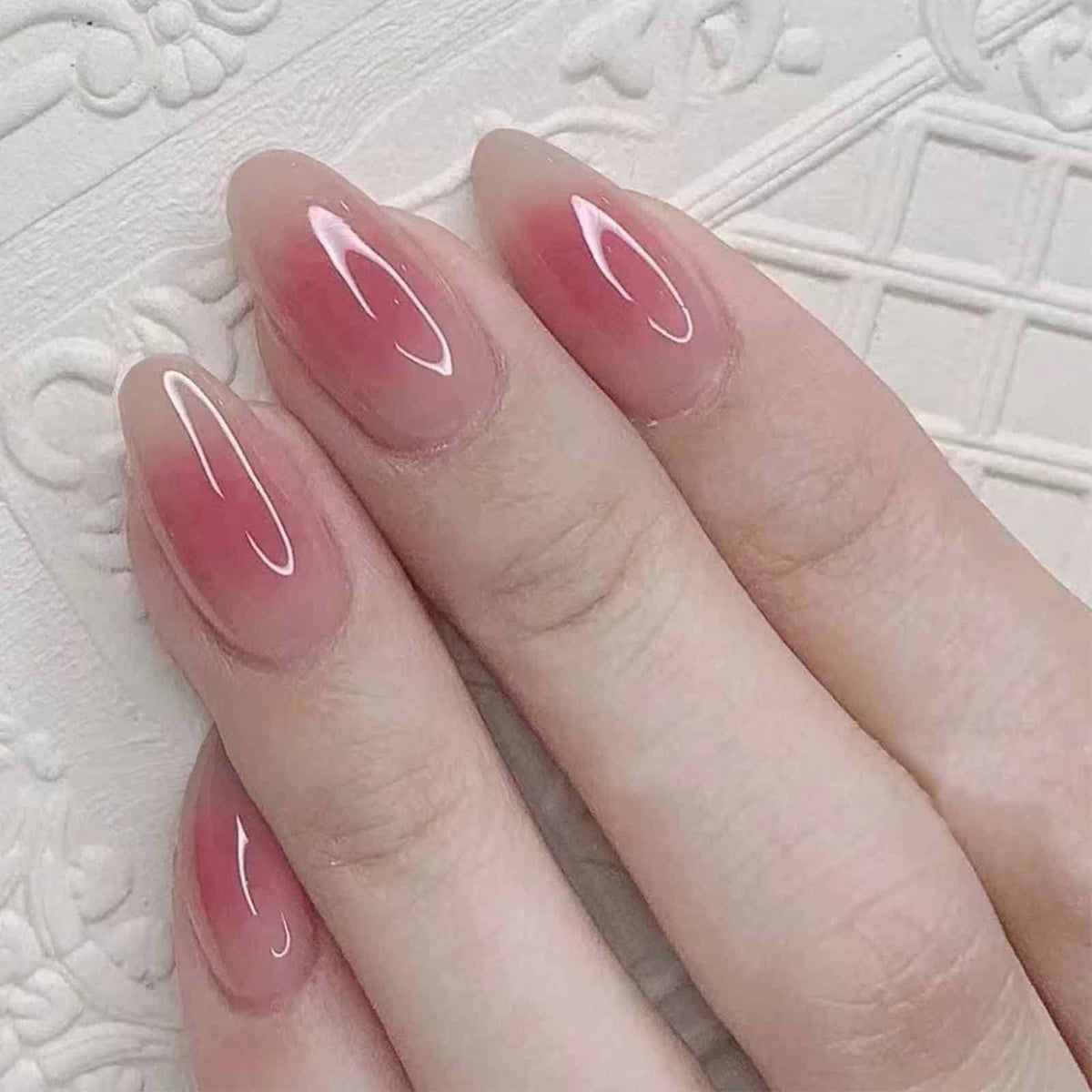 Long Press on Nails Square French Fake Nails Full Cover Nude Acrylic False Nails for Women and Girls 24PCS (Gold Shiny)