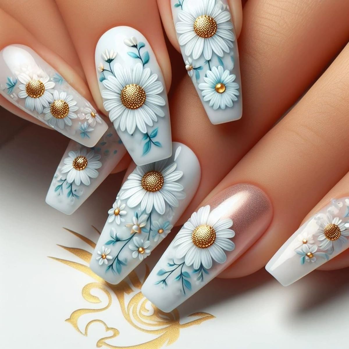 Short Square Press on Nails French Fake Nails Ombre Acrylic Nails Press on Full Cover Glossy False Nails Artificial Stick on Nail for Women Manicure Decoration 24PCS