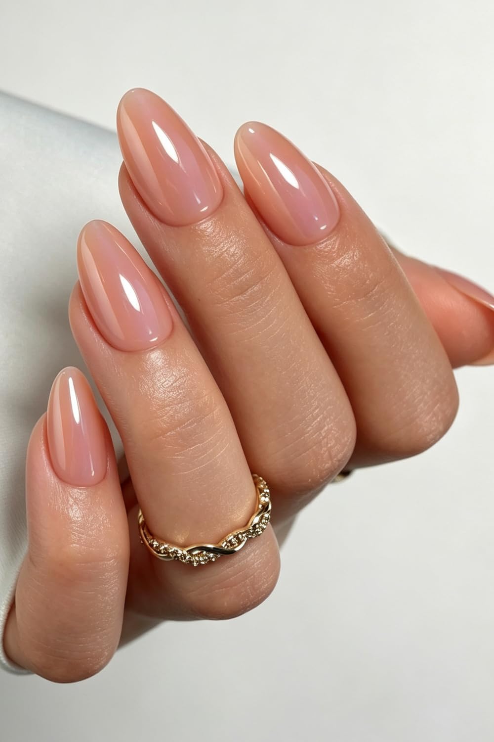 AzureBeauty Short Almond French Tip Press On Nails, Glazed Donut, 32 Pcs