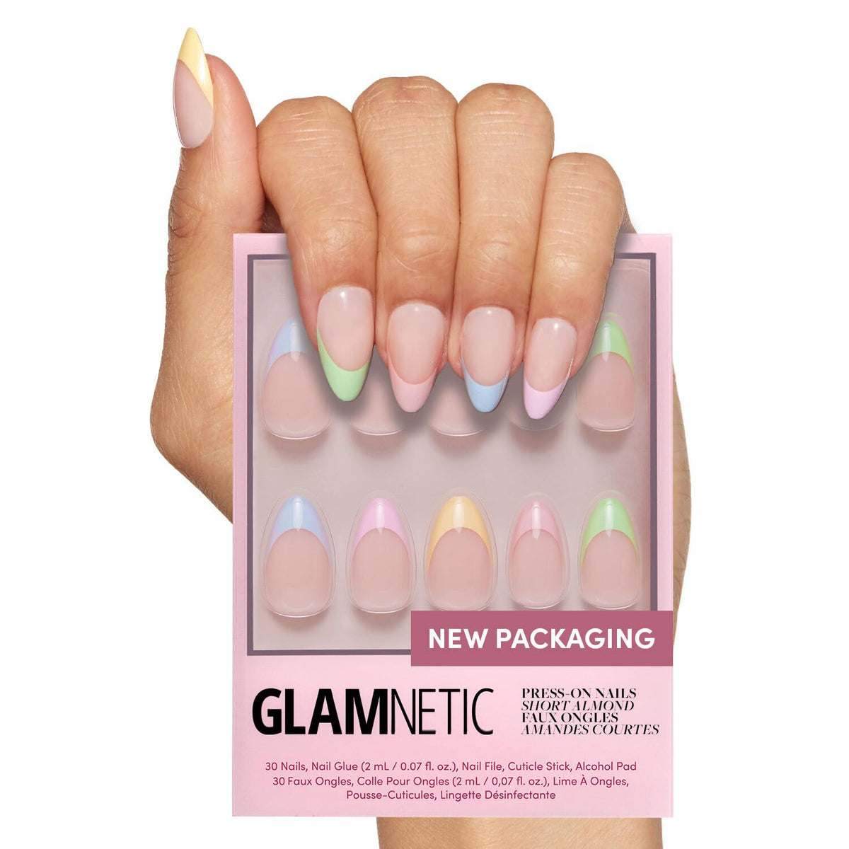 Glamnetic Press On Nails - Medium Square, Glossy Fake Nails 30 Pc Full Kit