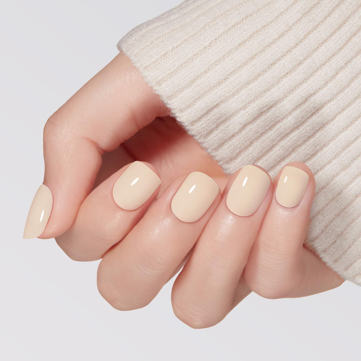 Modelones Extra Short Press on Nails, French Tips Squoval Fake Nails