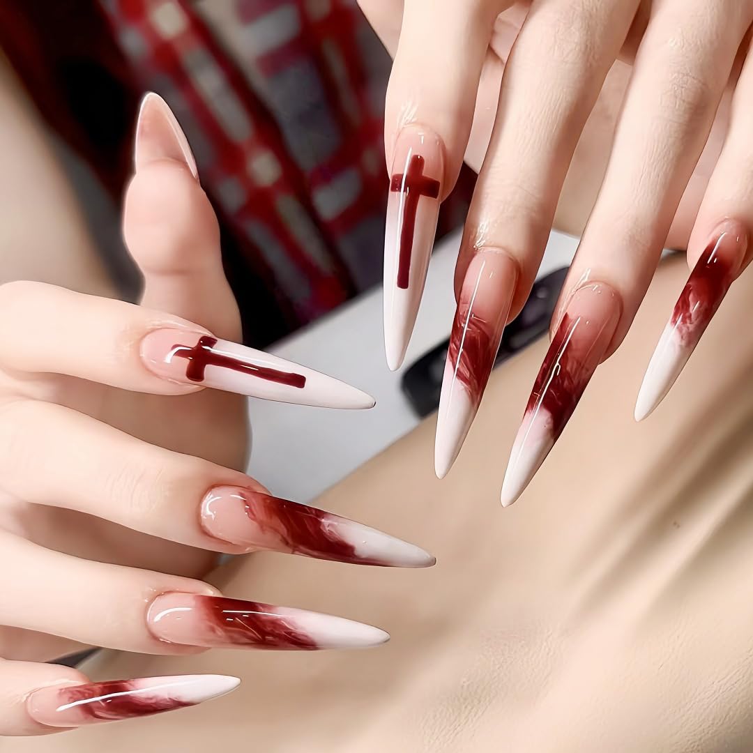 BABALAL Press On Nails Extra Long Stiletto Fake Nails Amber Tortoise Leopard Print 3D Metal Gold Swirl with Rhinestone Vintage Y2K Fall Luxury Glue On Nails