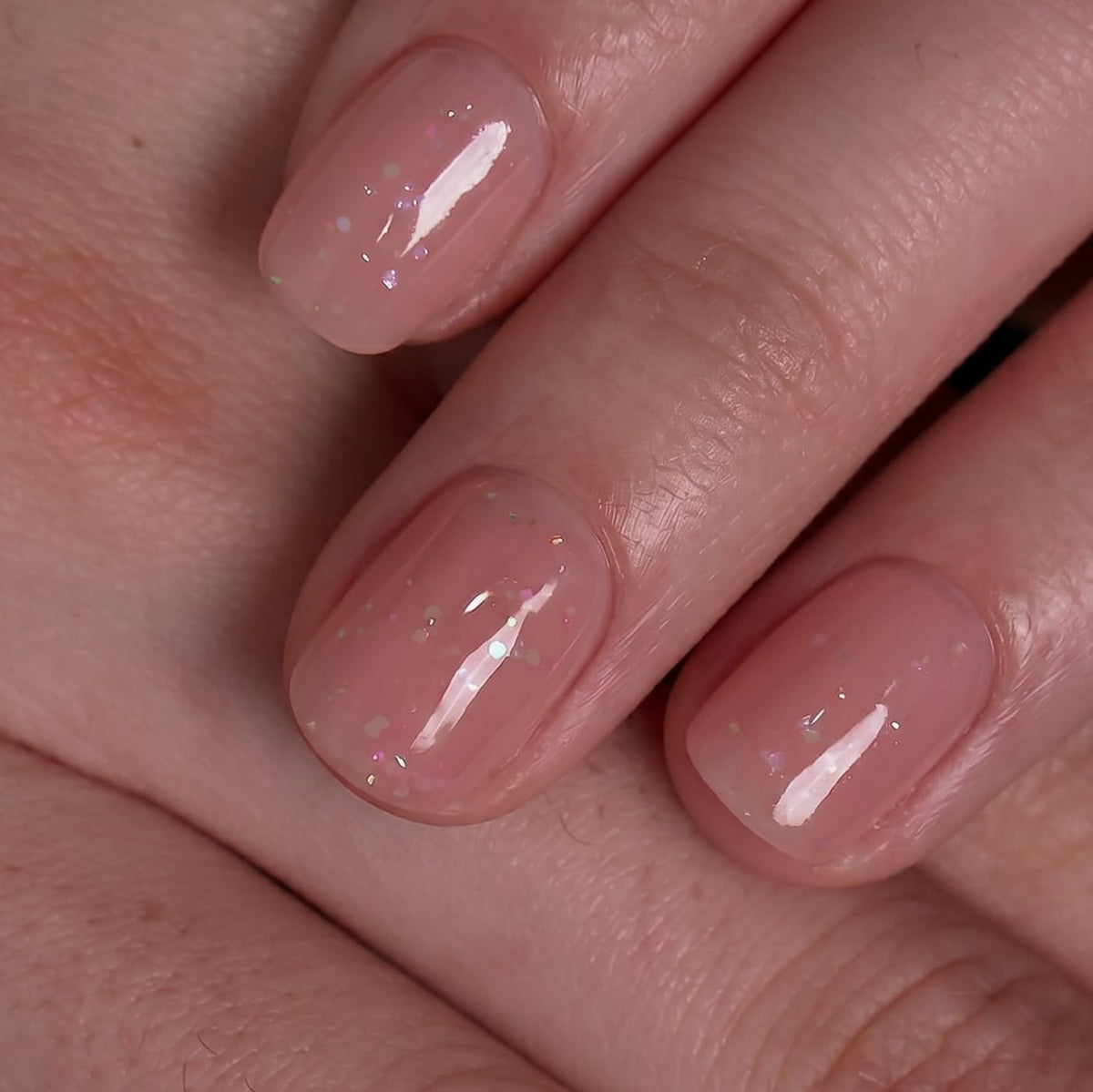 CurvLife Extra Short Square Press On Nails, Nude, Nude Luster, Soft Gel