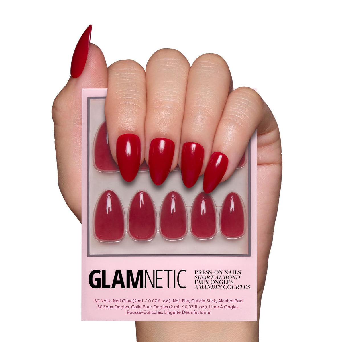 Glamnetic Press On Nails - Medium Square, Glossy Fake Nails 30 Pc Full Kit