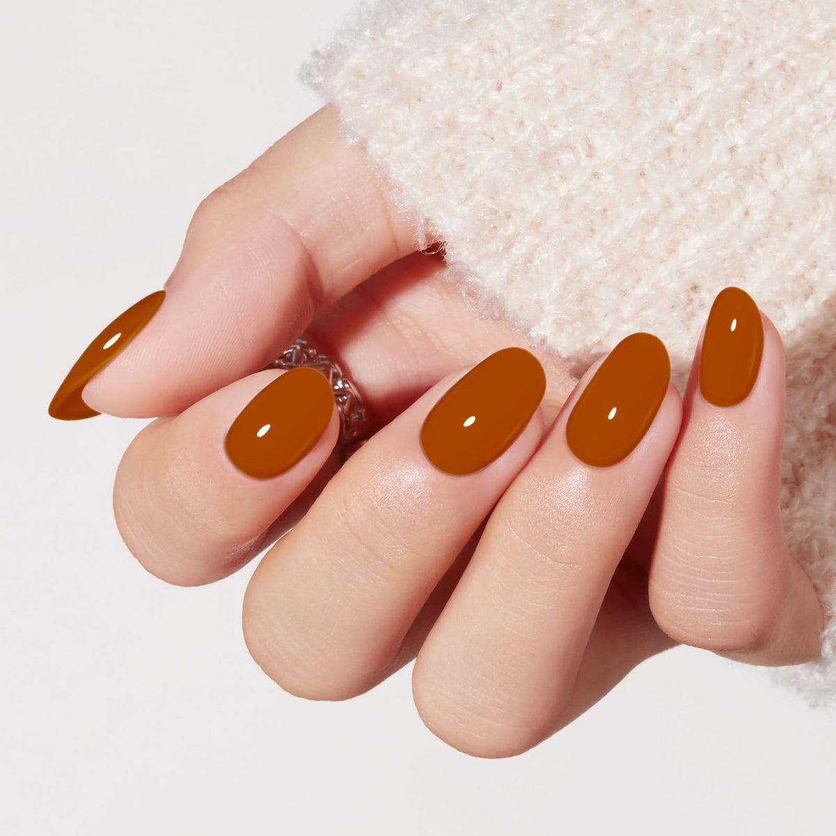 modelones French Tip Press On Nails, Short Oval Fake Nails Nails Press Ons
