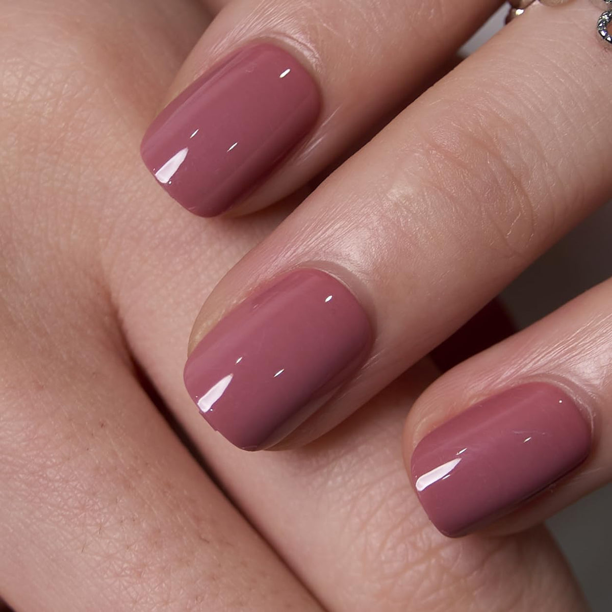 CurvLife Extra Short Square Press On Nails, Nude, Nude Luster, Soft Gel