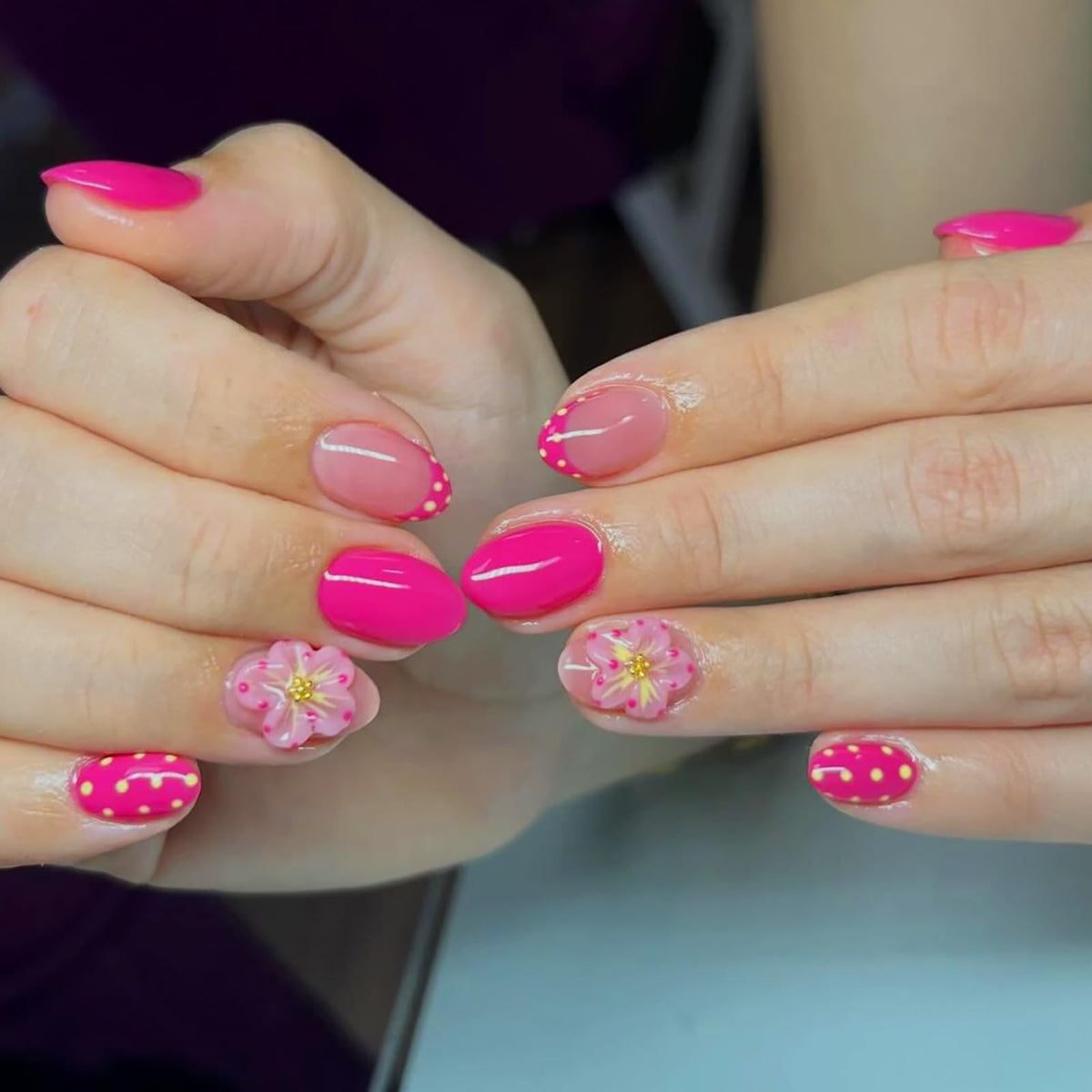 Bridal Press on Nails Short Almond Nude 3D White Floral Lace Pearl Wedding