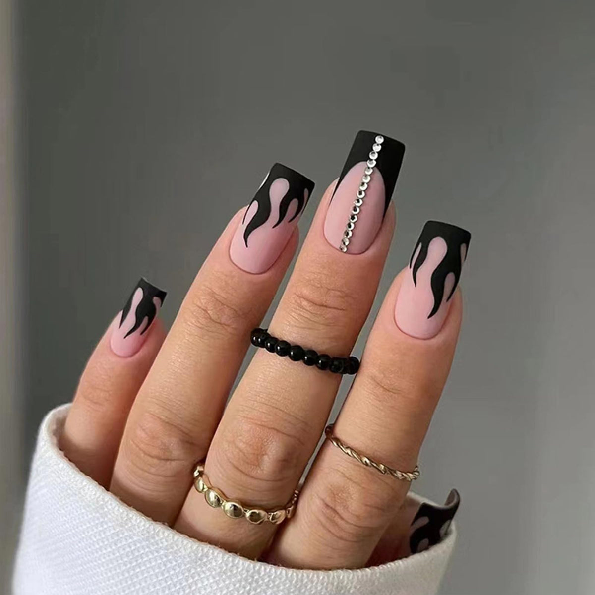 IMSOHOT Long Press on Nails Coffin Glitter Fake Nails Shiny Pink Rhinestone Full Cover False Nails Luxury Ballerina Artificial Acrylic Glue on Nails for Women 24Pcs