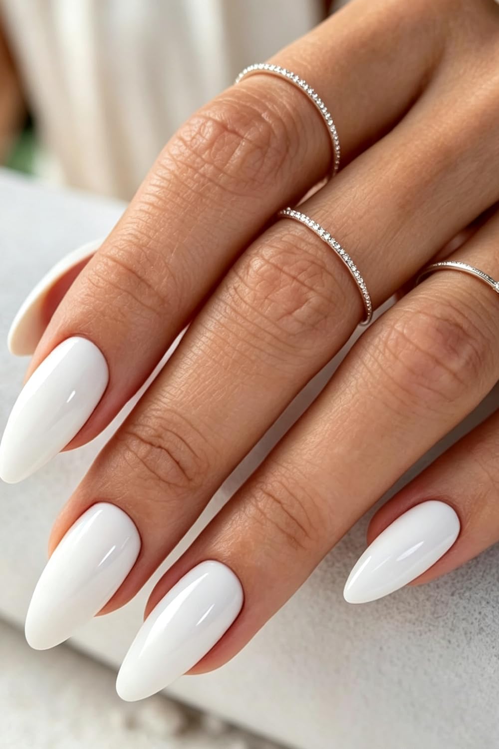 AzureBeauty Short Almond French Tip Press On Nails, Glazed Donut, 32 Pcs