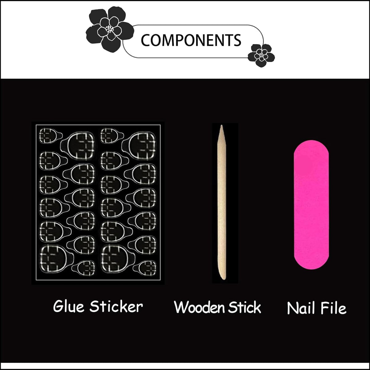 Almond Press on Nails Medium - Fall Fake Nails with Gold Line Design - White Full Cover Stick on False Nails - for Women 24 Pcs