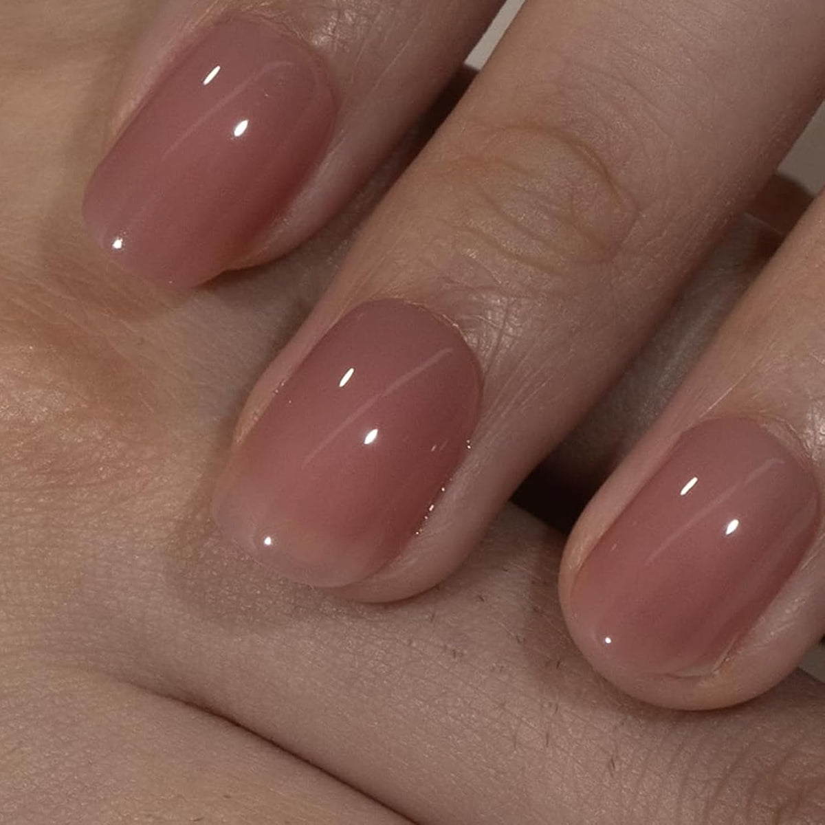 CurvLife Extra Short Oval Press On Nails, Nude Peach Pink, Soft Gel