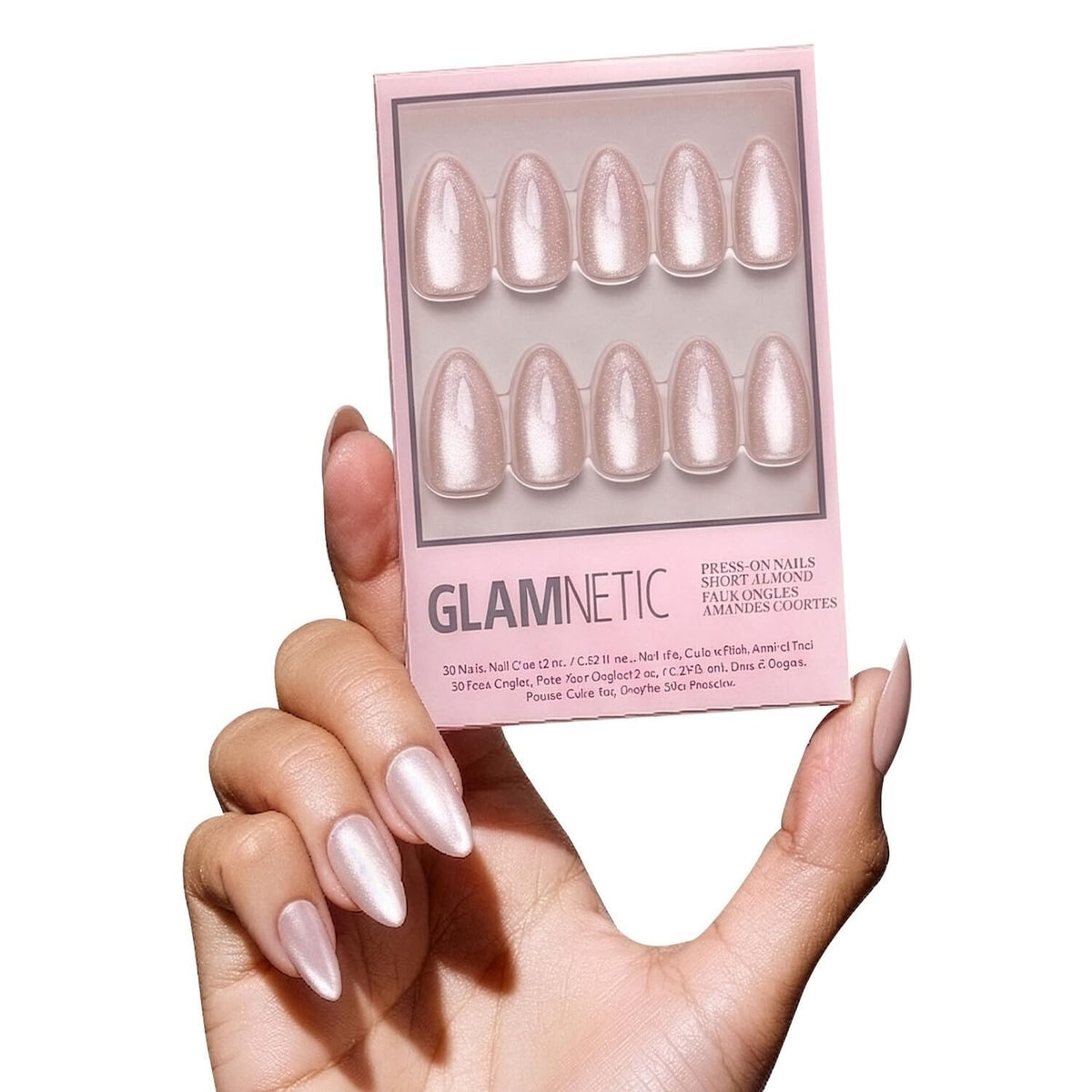 Glamnetic Press On Nails - Short Almond, Glazed Fake Nails 30 Pc Full Kit