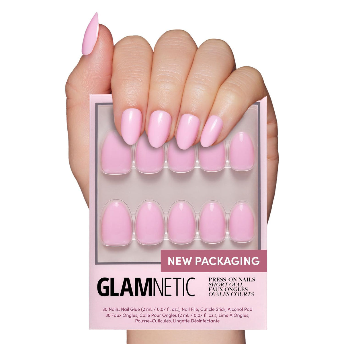 Glamnetic Press On Nails - Medium Square, Glossy Fake Nails 30 Pc Full Kit